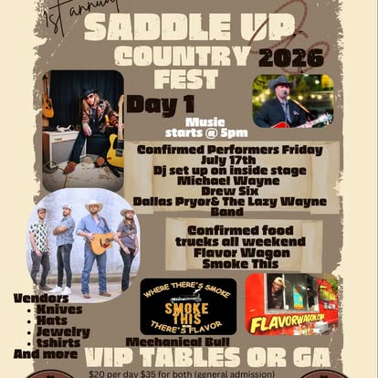 Saddle Up Country Fest 2026 Day 1 poster
