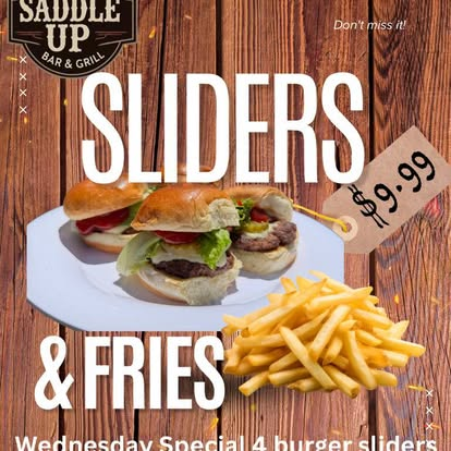 Wednesday sliders & fries $9.99 flyer